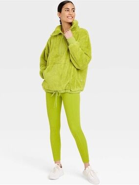 JoyLab Lime Green Sherpa Pullover Jacket